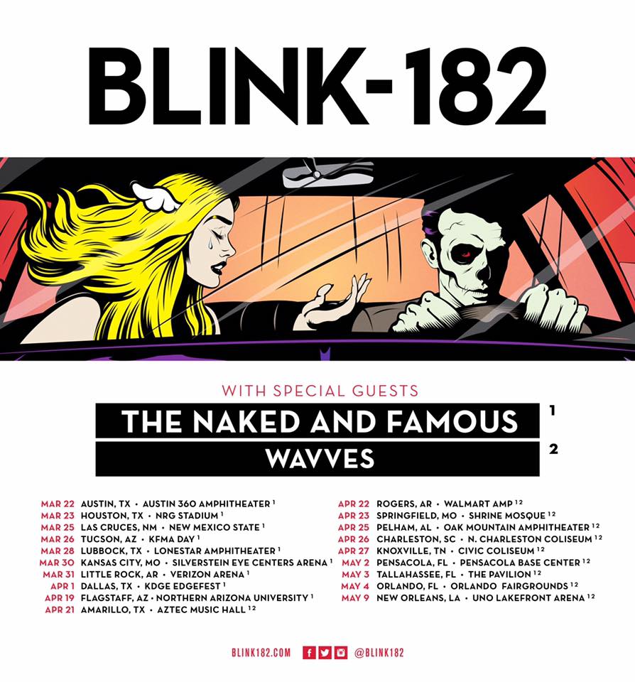 Blink182 announce tour with WAVVES, The Naked and Famous Stitched Sound