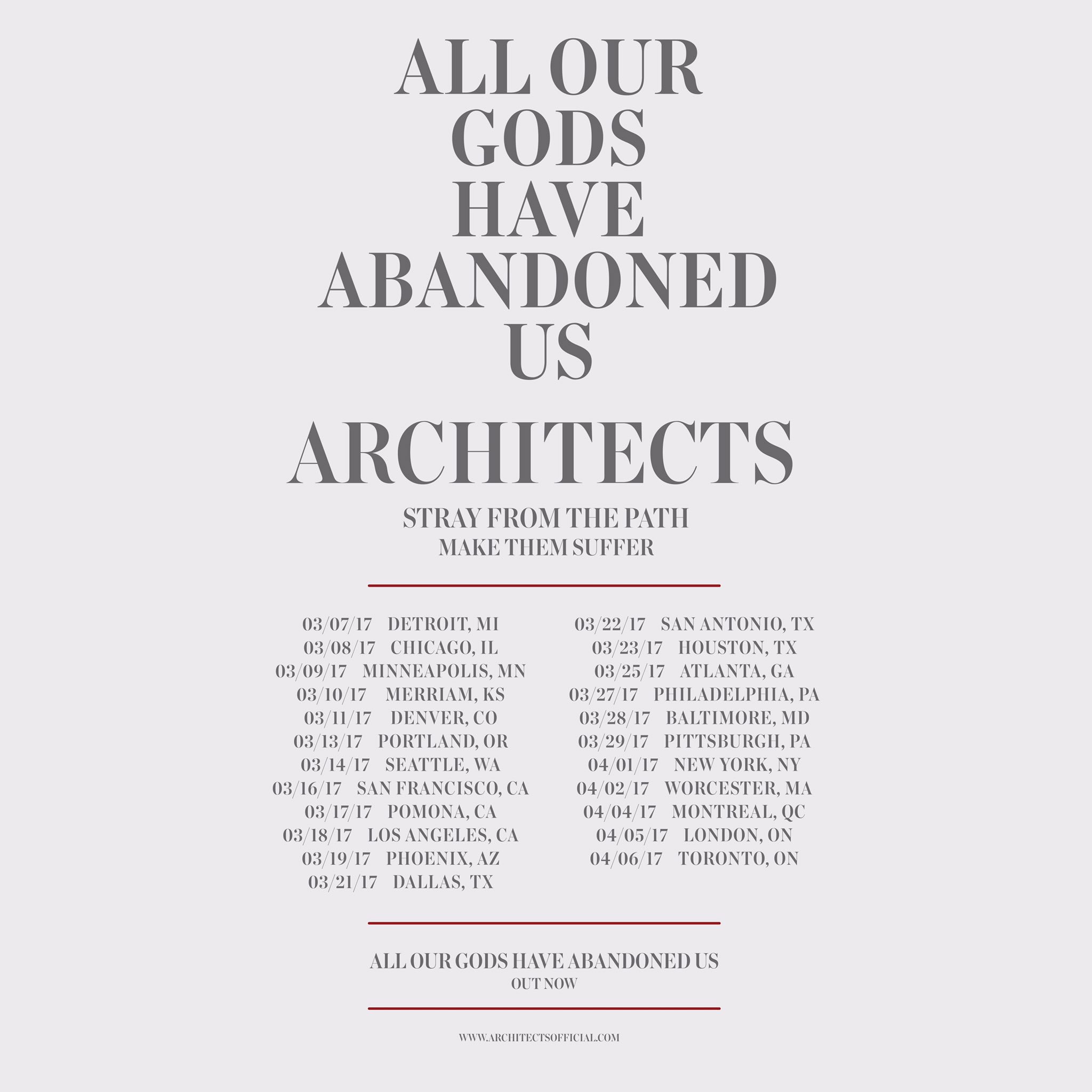 Architects announce 2017 headlining North American tour