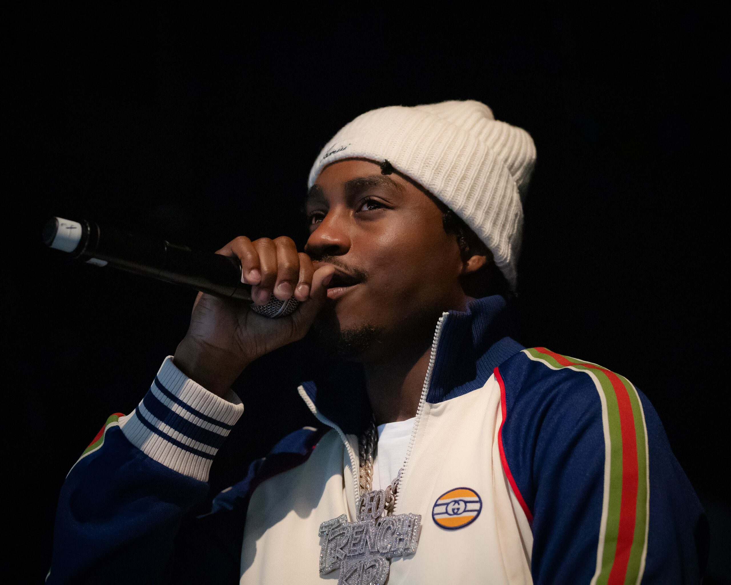 Download Rapper Lil Tjay on stage during a live performance